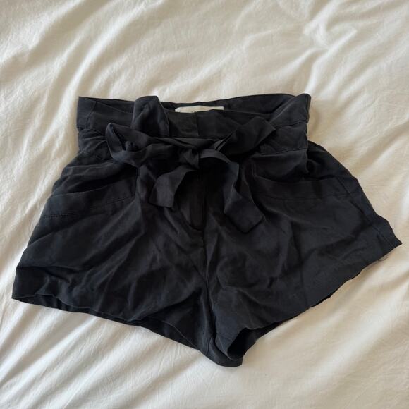 Stillwater Pants - Stillwater Paperbag Waist Shorts Shorty Tie Black Size M High Rise